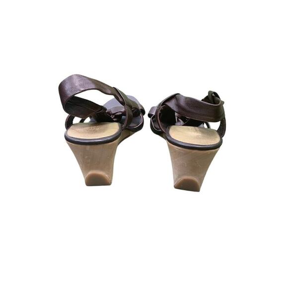 NEW Ralph Lauren Jacqueline Brown Leather Strappy Wood Wedge Sandal 7.5 - Picture 5 of 6